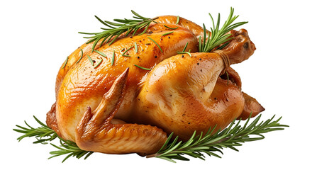 Golden Roasted Chicken with Rosemary Garnish
