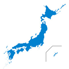 シンプルな日本地図のイラストイメージ ブルー