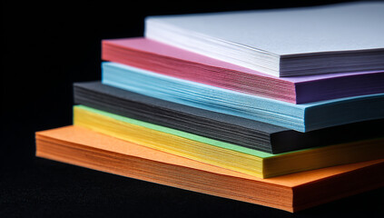 Stack of colored paper sheets in various hues