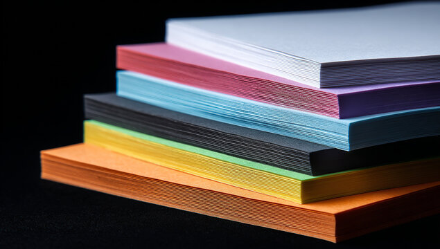 Stack of colored paper sheets in various hues