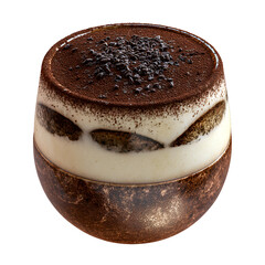 Individual Tiramisu Dessert In Glass Cup Isolated
