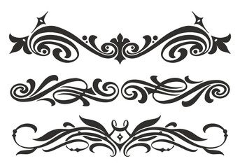 Christmas decorative elements with swirl patterns