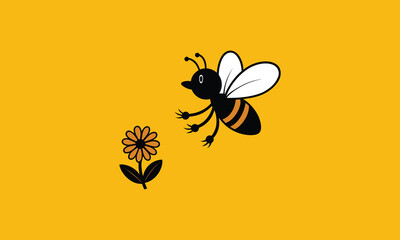 Bee on Yellow Background