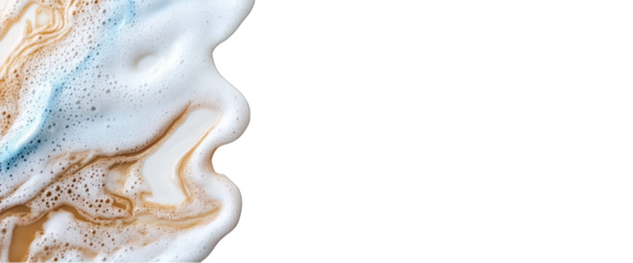 Foam edge with liquid swirls on transparent background abstract design element