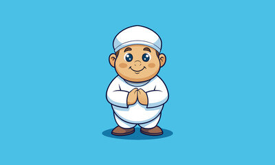 Muslim Boy Praying Illustration
