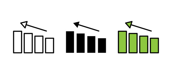 Corporate Growth Bar Chart Icon infographic element for app web button, vector isolated on white background with stroke, filled and colored.