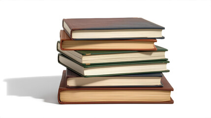 Fototapeta premium An isolated stack of old books on a white background represents knowledge and literature for reading and education.