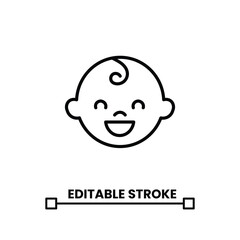 smiling baby face linear line icon. editable stroke vector illustration 