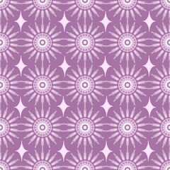 Seamless  Sun Pattern – Abstract Boho Geometric Design on Lavender Background

