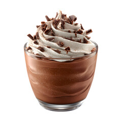 Decadent Chocolate Mousse Dessert with Whipped Cream Topping Isolated