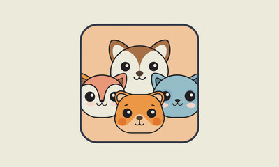 Cute Animal Faces Collection