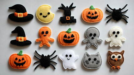 Halloween Elements Set – Fun Cartoon Skulls, Pumpkins, Bats, and Ghosts for Party Invitations, Stickers, Crafts, and Digital Art Projects