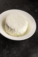 Cottage cheese fermented milk product portion size natural product tasty snack fresh delicious gourmet food background on the table rustic top view copy space keto and paleo diet
