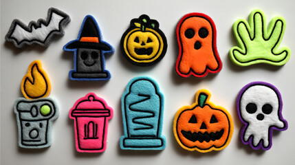 Halloween Elements Set – Fun Cartoon Skulls, Pumpkins, Bats, and Ghosts for Party Invitations, Stickers, Crafts, and Digital Art Projects