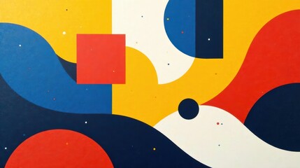Abstract Composition Featuring Dynamic Curves and Bold Geometric Shapes in Vibrant Hues