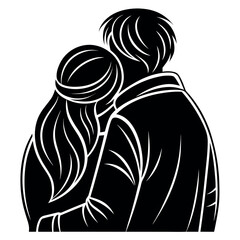 Hug Day black color design, solid white background (10).eps