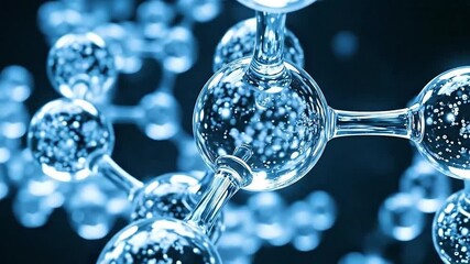 Abstract 3d rendering of a molecular structure with blue glowing spheres and connecting rods, science and technology concept - Powered by Adobe