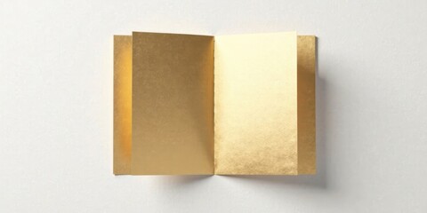 Fototapeta premium Elegant Golden Booklet Mockup on Neutral Background, Ideal for Branding and Design Presentations