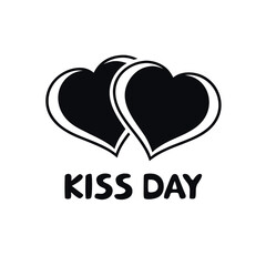 Kiss Day black color design, solid white background (17).eps