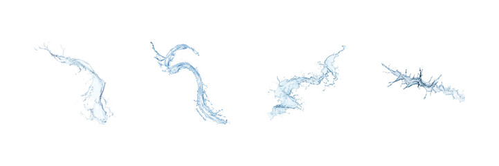 Dynamic Water Splash Patterns Set. Fluid Motion And Energy In Nature Collection Isolated On Transparent Background