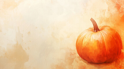 Single pumpkin on a soft gradient background with space for text