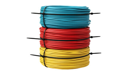 Stack of Colorful Electrical Wires on Black Background