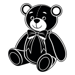 Teddy Day black color design, solid white background (5).eps