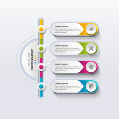 Colorful Step-by-Step Infographic Timeline with Four Options for Business Process and Data Presentation