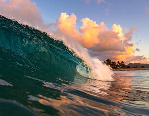 Stunning sunset surf wave
