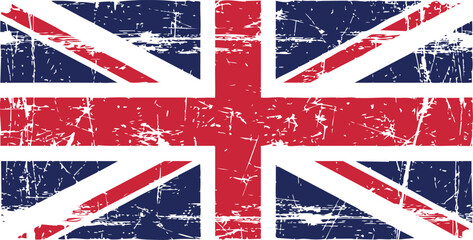 Fototapeta premium The Union Jack, the flag of the United Kingdom, with a worn, vintage appearance. This flag represents history, heritage, and national pride