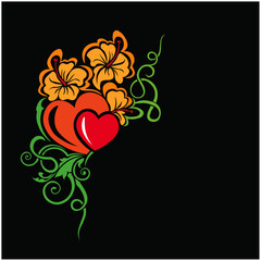 Ornamental Floral Design A classic black and white floral design element featuring elegant, curved leaves and intricate detailing. Perfect for use in decorative borders, logos