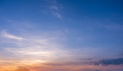 Fototapeta premium Majestic sunrise sky background, Blue sky and orange