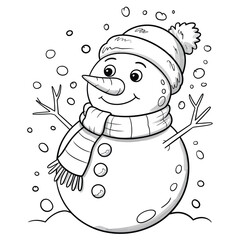 Charming black and white snowman illustration perfect for winter vector graphics and seasonal design projects silhouette vector illustration white background