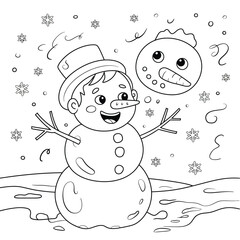 Charming black and white snowman illustration vector art scalable eps for winter designs silhouette vector illustration white background