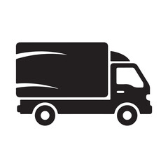 Modern delivery truck icon with wheels and cargo box symbolizing logistics and transportation services for businesses
