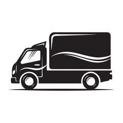 Simple and modern delivery truck icon with wheels and cabin ideal for logistics and transportation services
