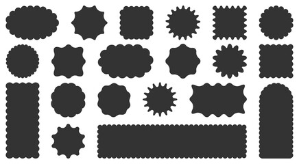 Set round and oval, rectangular and square, arch shapes with curvy edges. Cute geometric forms with scalloped borders.