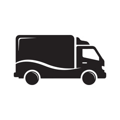 Modern red delivery truck icon with wheels and cargo area suitable for logistics and shipping services