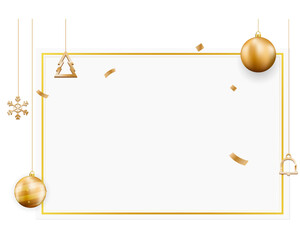 Elegant Gold Christmas Ornaments Hanging Frame Background Template