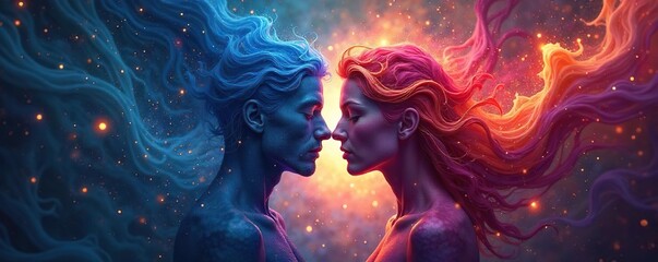 Abstract Forms Intertwining A Visual Metaphor of Unity and Deep Connection, perfect for spiritual, relationship, and metaphysical themes.  Evokes feelings of harmony, love, and togetherness.