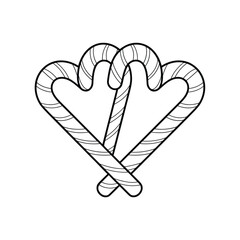 Charming black and white vector illustration of two intertwined candy canes scalable eps file silhouette vector illustration white background