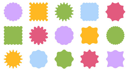 Set round and oval, rectangular and square, arch shapes with curvy edges. Cute geometric forms with scalloped borders.