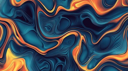 Abstract blue and brown background with wavy lines, fluid shapes and dynamic gradient, elegant design element
