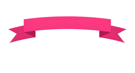 Ribbon banner, curve badge, label, title box, clip art, png isolated on transparent background. A pink banner with curled edges, isolated on a white background.