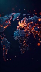 Global Interconnectedness Abstract Network of Glowing Nodes and Lines Illustrating International Relations and Globalization on a Dark Background