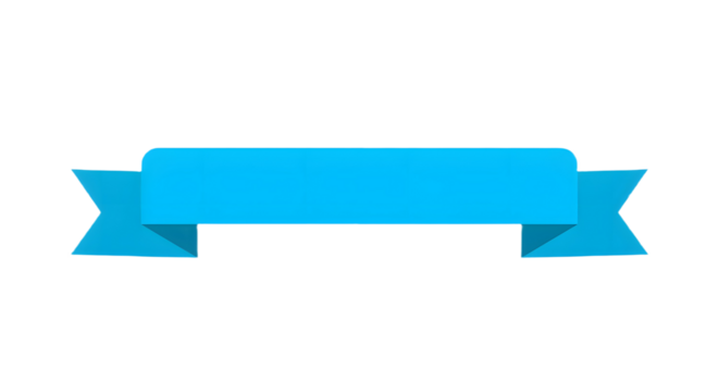 Ribbon banner, curve badge, label, title box, clip art, png isolated on transparent background. A light blue banner with pointed ends, centered on a white background.