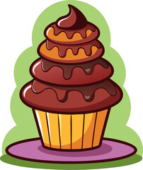 Chocolate cupcake tower with melting chocolate dripping down.