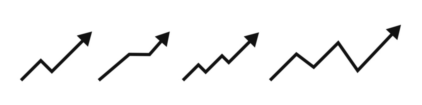 Growing business arrow icon PNG. Profit arrow symbol. Business concept, growing chart. Arrow moving up growing Trend. Editable line width