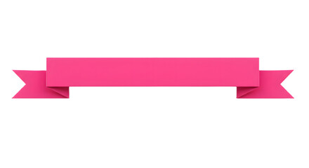 A pink ribbon banner graphic element, isolated on white, for text or design overlay.
