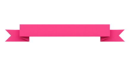 A pink ribbon banner graphic element, isolated on white, for text or design overlay.